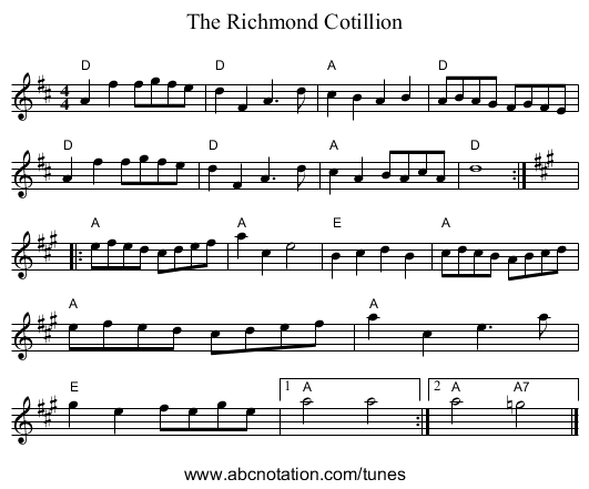 The Richmond Cotillion - staff notation