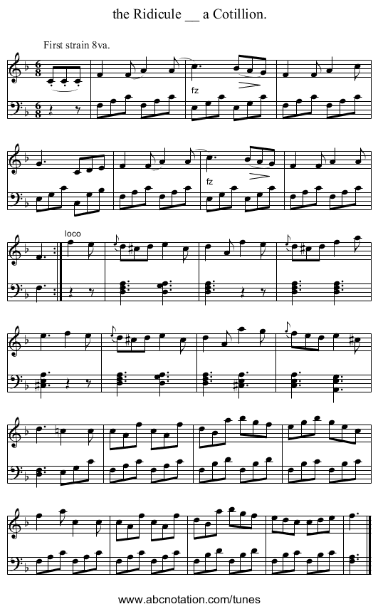 the Ridicule __ a Cotillion. - staff notation