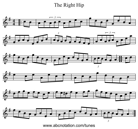 The Right Hip - staff notation