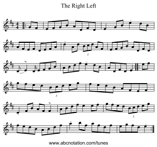 The Right Left - staff notation
