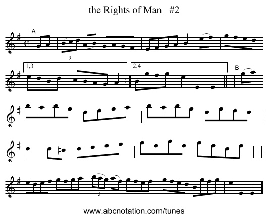 the Rights of Man #2 - staff notation