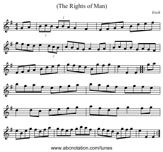 (The Rights of Man) - staff notation