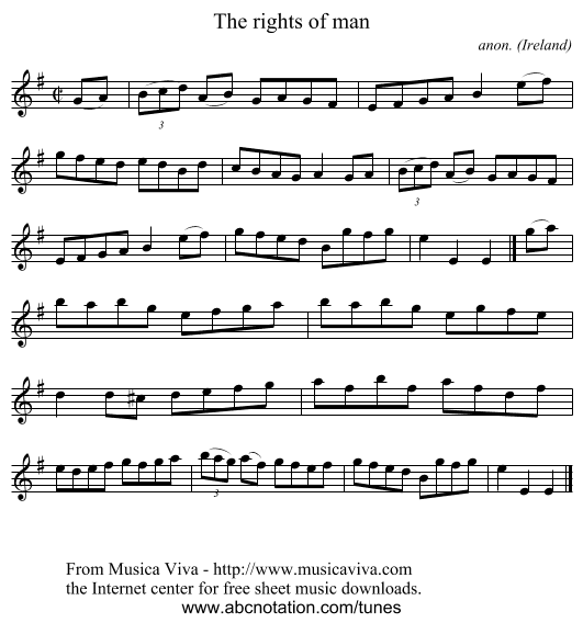 The rights of man - staff notation
