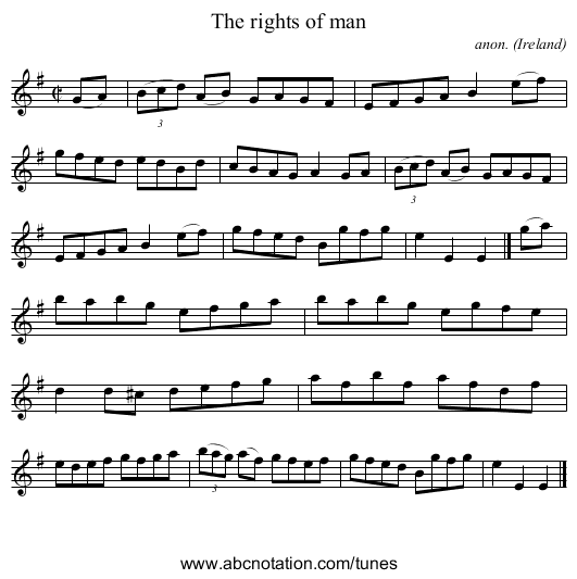 The rights of man - staff notation
