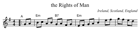 the Rights of Man - staff notation