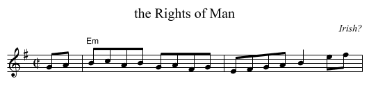 the Rights of Man - staff notation