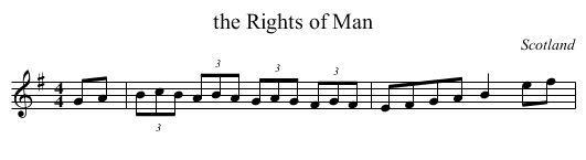 the Rights of Man - staff notation