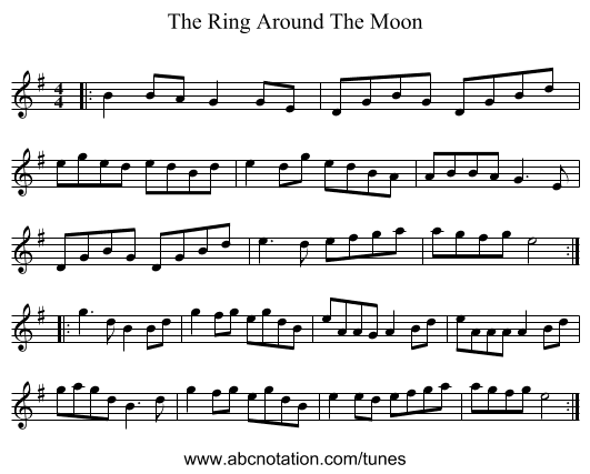 The Ring Around The Moon - staff notation