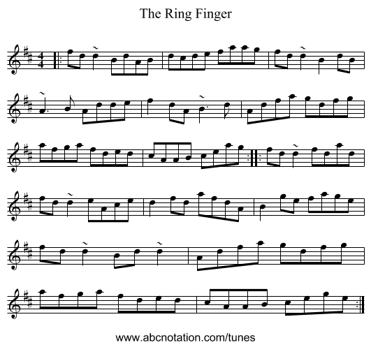 The Ring Finger - staff notation