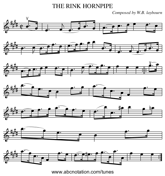 THE RINK HORNPIPE - staff notation