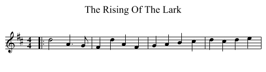 The Rising Of The Lark - staff notation