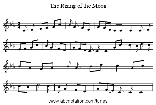 The Rising of the Moon - staff notation