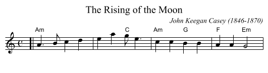 The Rising of the Moon - staff notation