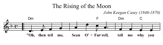 The Rising of the Moon - staff notation