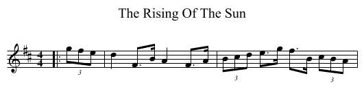The Rising Of The Sun - staff notation
