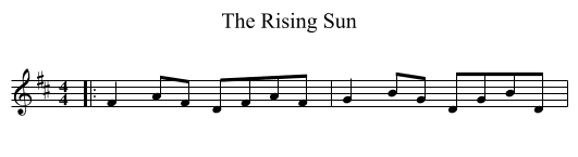 The Rising Sun - staff notation