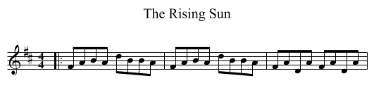 The Rising Sun - staff notation