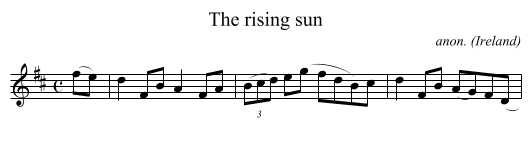 The rising sun - staff notation