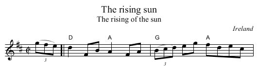 The rising sun - staff notation