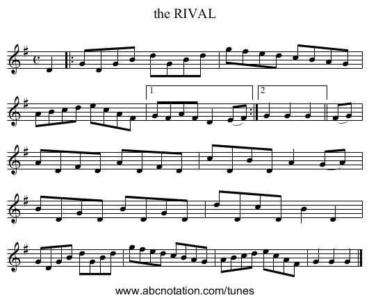 the RIVAL - staff notation