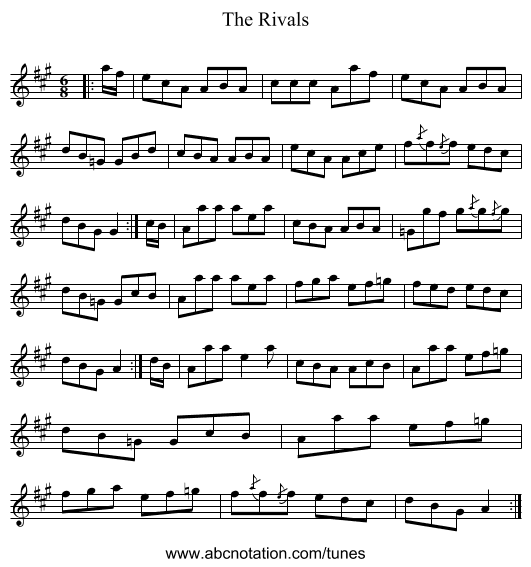 The Rivals - staff notation