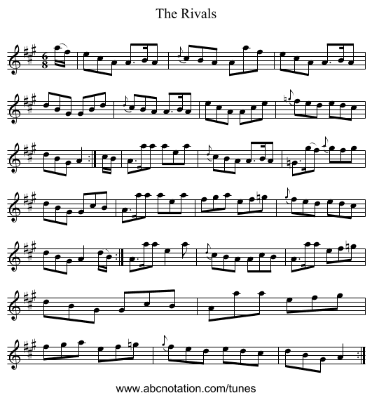 The Rivals - staff notation