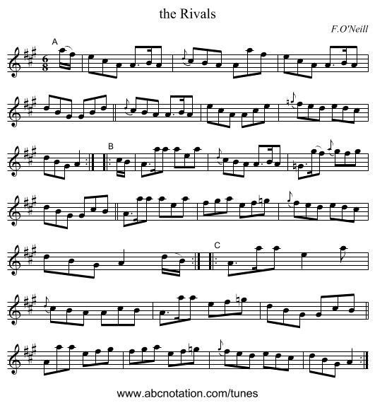 the Rivals - staff notation