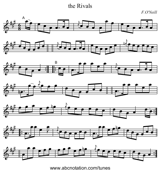 the Rivals - staff notation