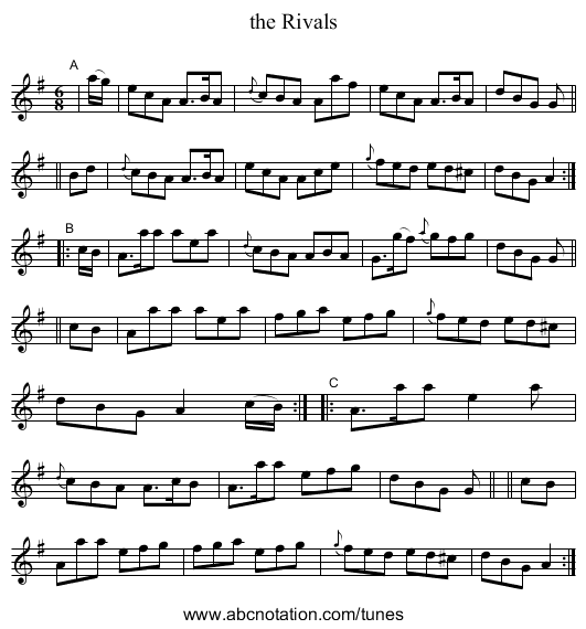 the Rivals - staff notation