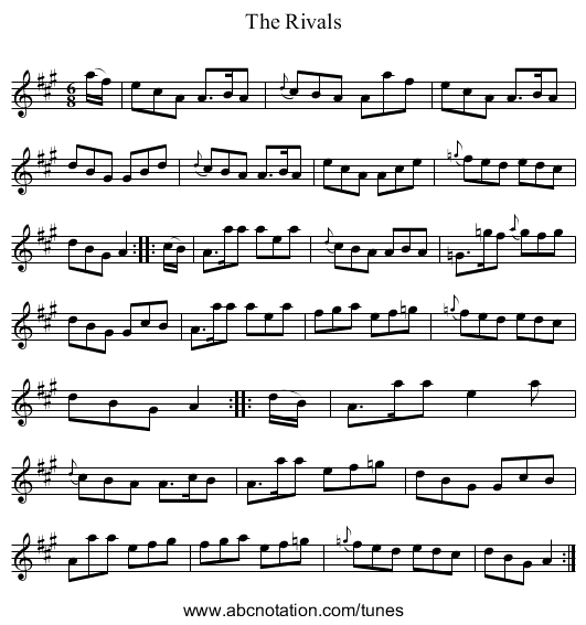 The Rivals - staff notation