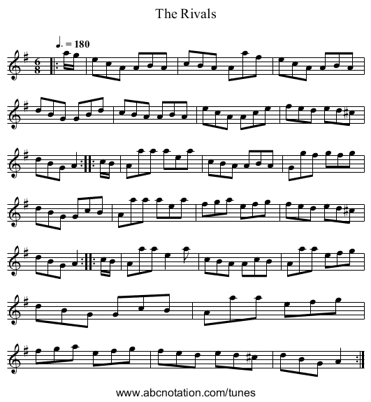 The Rivals - staff notation