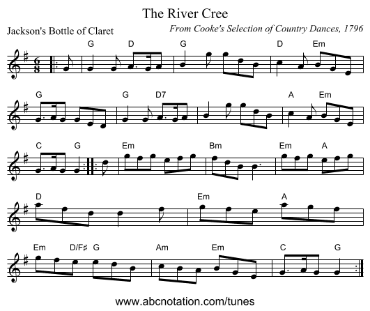 The River Cree - staff notation