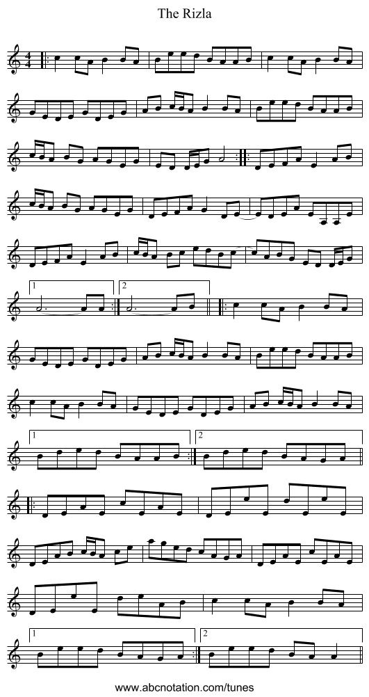 The Rizla - staff notation
