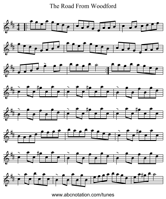 The Road From Woodford - staff notation