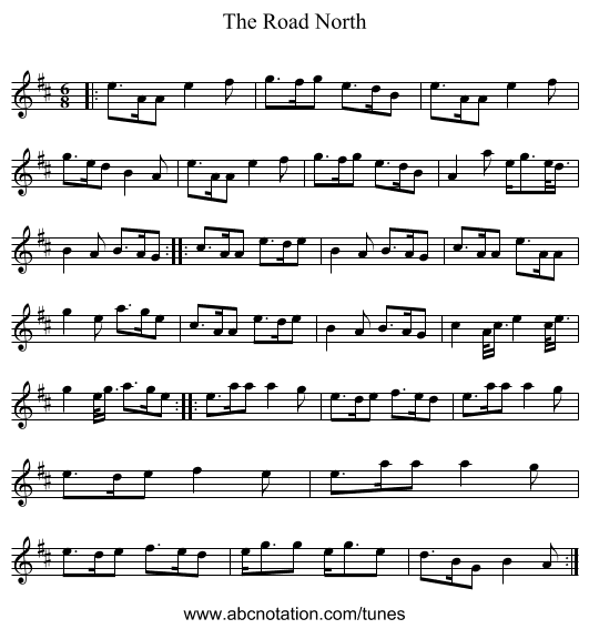 The Road North - staff notation