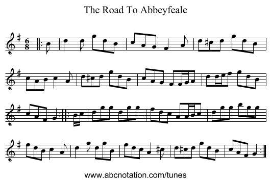 The Road To Abbeyfeale - staff notation