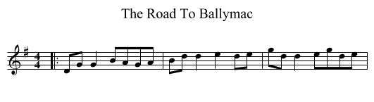 The Road To Ballymac - staff notation