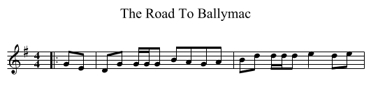 The Road To Ballymac - staff notation