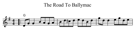 The Road To Ballymac - staff notation