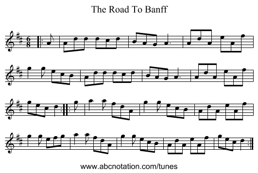 The Road To Banff - staff notation