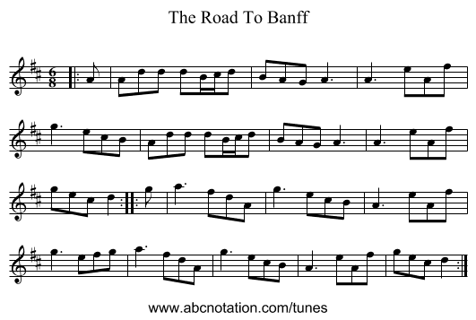 The Road To Banff - staff notation