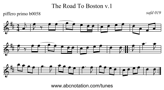 The Road To Boston v.1 - staff notation
