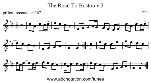 The Road To Boston v.2 - staff notation