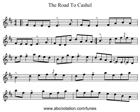 The Road To Cashel - staff notation