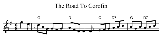 The Road To Corofin - staff notation