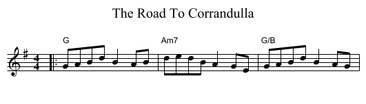 The Road To Corrandulla - staff notation