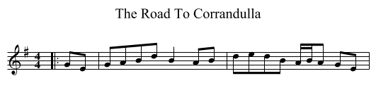 The Road To Corrandulla - staff notation