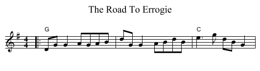 The Road To Errogie - staff notation
