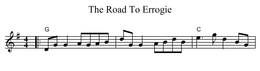 The Road To Errogie - staff notation