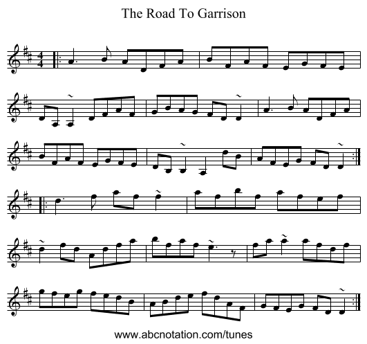 The Road To Garrison - staff notation